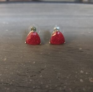 Red Triangle Stud Earrings